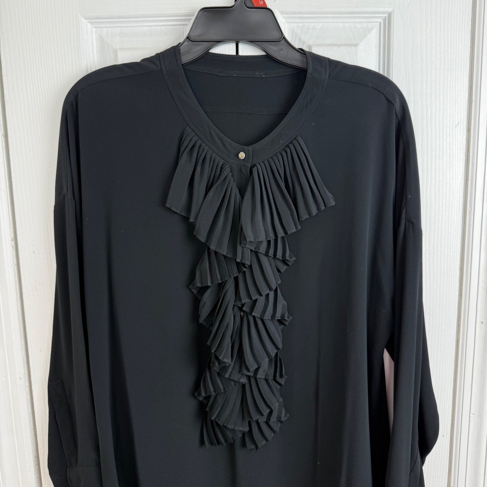 N°21 Numero Ventuno Black Silk Blend Ruffle Blouse Made in Italy 42 Elegant